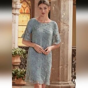 Sundance Princess Dreams Floral Appliqué 3D Shift Dress Gray Size XLP NWT!